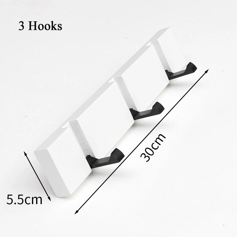 Wooden Wall Mounted Folding Rack, Modern Wall Floating Coat Hook Rack Space-Saving Coat Hanger for Coats, Hats, Scarves, Key