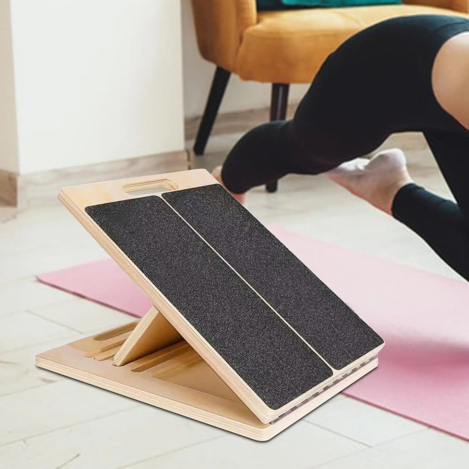 Slant Board for Calf Stretching, Adjustable Portable Wooden Incline Board for Calf Stretcher with Training Poster, 300 Lbs Weight Capacity Physical Therapy Equipment for Leg, Knees, Heel, Ankle