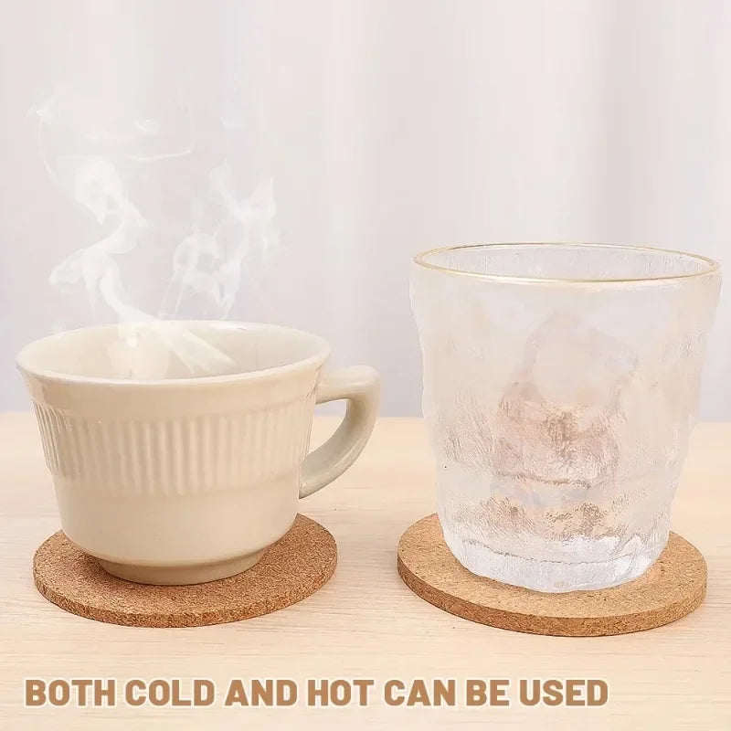 Cork Coasters for Drink, Natural Round Wood Coffee Cup Mat Heat Resistant Cork Coaster Mat Reusable Coaster Pad