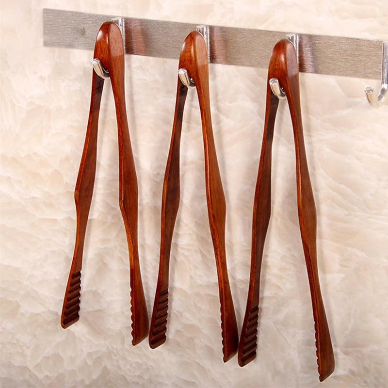Wooden Tong, Vintage Wood Toaster Tongs BBQ Meat Clip Buffet Food Tongs Bread Steak Kitchen Clamp Serving Tool Kitchen Utensil for Cooking Holding Toast Bacon Muffin Fruits Bread