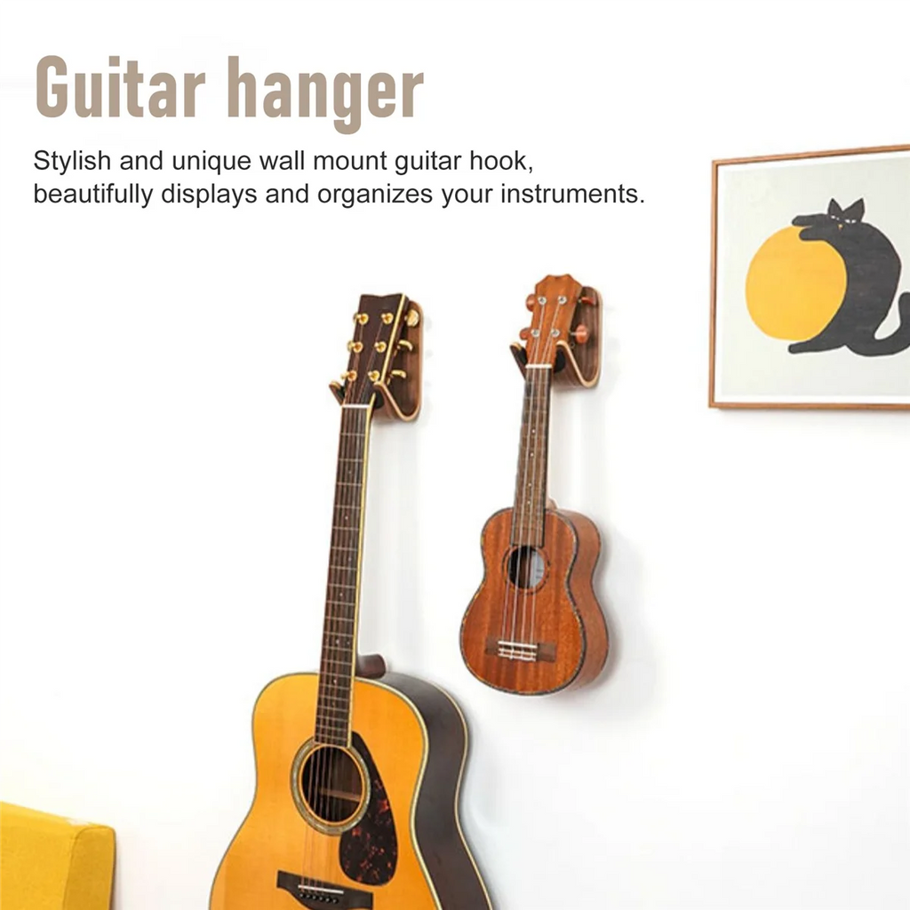 Skateboard Wall Mount Guitar Hanger Holder Rack Display, Bracket Hook Storage All Kinds of Skateboards and longboards Acoustic Electric Guitar with Pick Slot