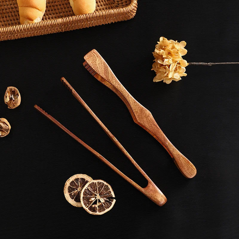 Wooden Tong, Vintage Wood Toaster Tongs BBQ Meat Clip Buffet Food Tongs Bread Steak Kitchen Clamp Serving Tool Kitchen Utensil for Cooking Holding Toast Bacon Muffin Fruits Bread