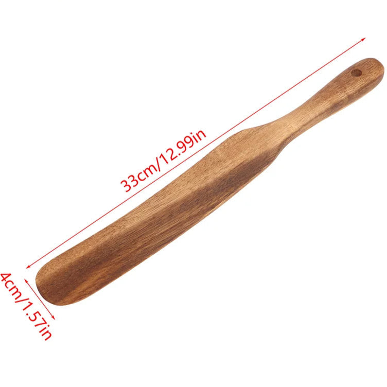 Skinny Spurtle for Sourdough Starter, Mixing, Reaching Bottom of Jar, Dough Whisk, Natural from High Moist Resistance Teak, Spurtles Kitchen Tools Wooden Kitchen Utensils for NonStick Cookware