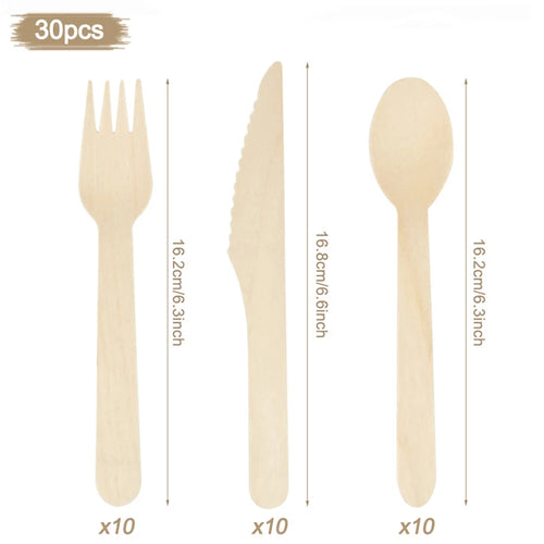 100% Compostable Cutlery Set - Wooden Compostable Utensils - Disposable Wooden Cutlery, Eco Friendly Forks And Spoons Disposable Cutlery Set Party Utensils (Copy)