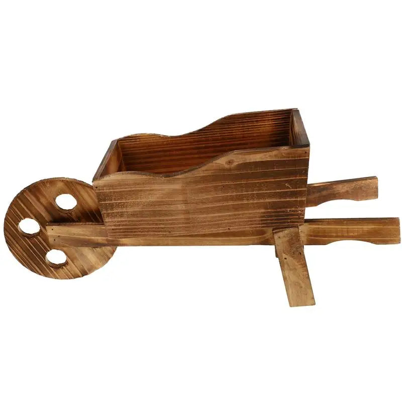 Wooden Wagon Planter Box, Garden Planter with Wagon Wheels, Flower Cart for Patio Garden Balcony, Decorative Patio Flowers Herbs Vegetables for Indoor Outdoor Decor,