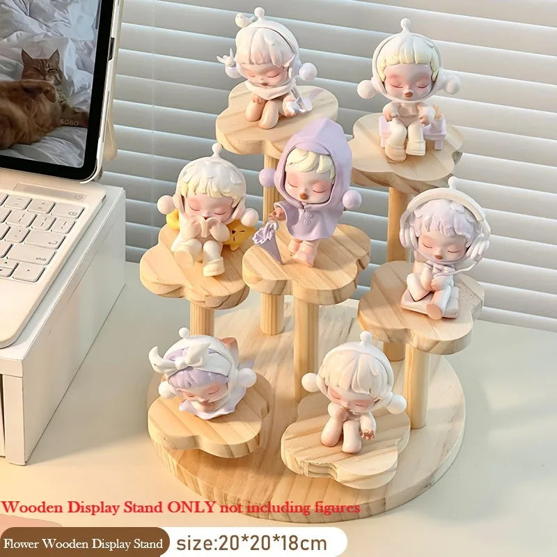 Wood Display Stand for Action Figures Tiered Showing Risers Collectibles Organizer Detachable Wooden Storage Rack for Figurines Toys Mini Dolls Cupcakes 3-Tier