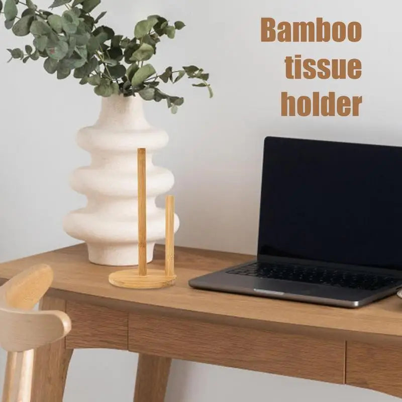 Wooden Paper Towel Holder Stand - Kitchen Paper Hanger Rack Bathroom Towel Roll Stand Organizer Simply Standing Countertop Paper Roll Holder