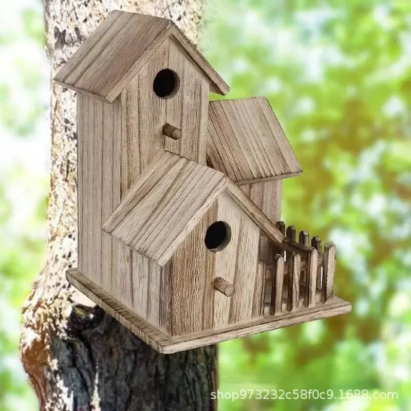 Bird House,Bird House for Outside,Wooden Bird Houses for Outside Hanging,Birdhouse Outdoor Nesting Box for Wild Bird Viewing
