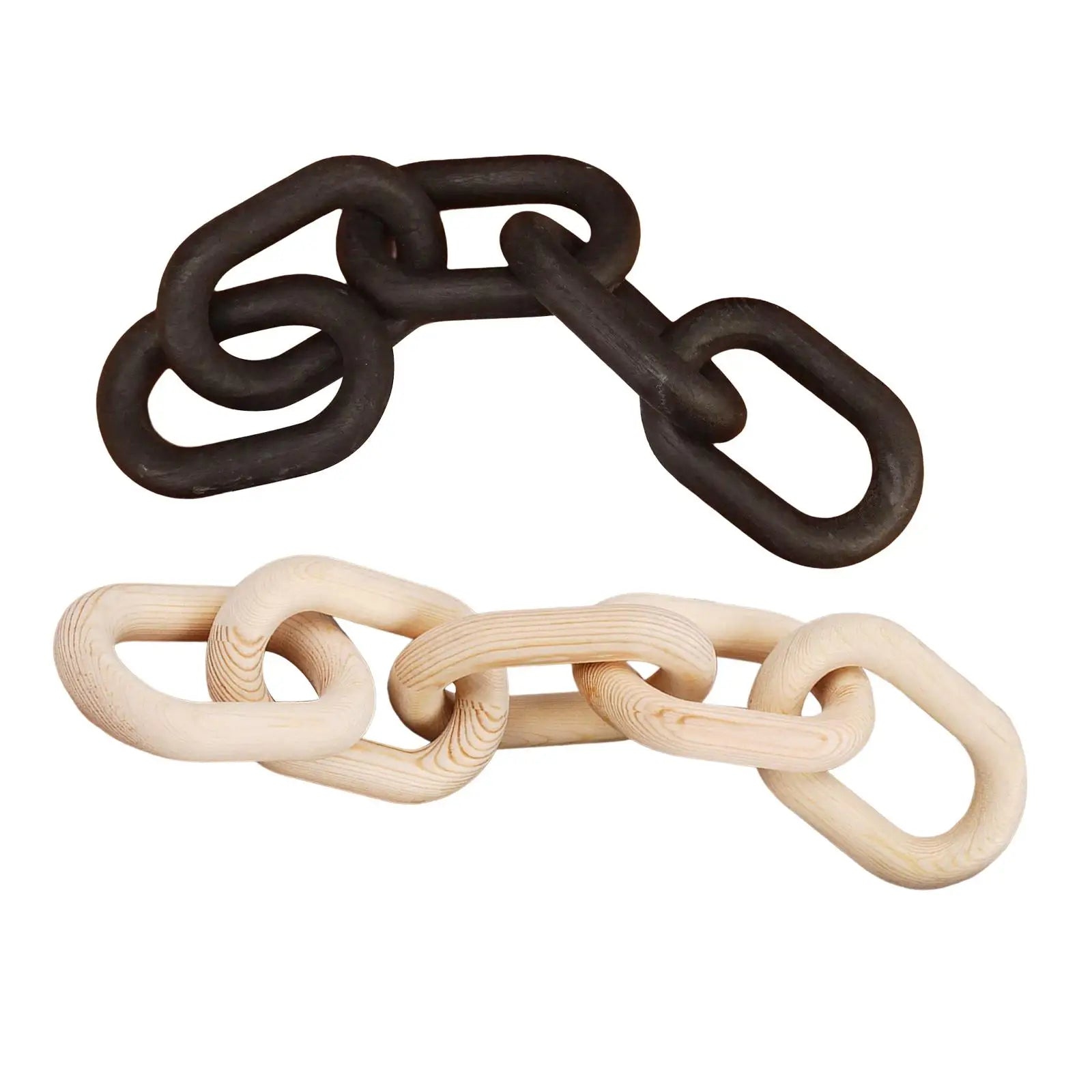 Wood Chain Link Decor- Brown with Subtle Red Undertone Decorative Chain Links for Coffee Table, Book Shelves, & Racks - Modern Rustic Home Decor Gift Ideas for Housewarming & Wedding