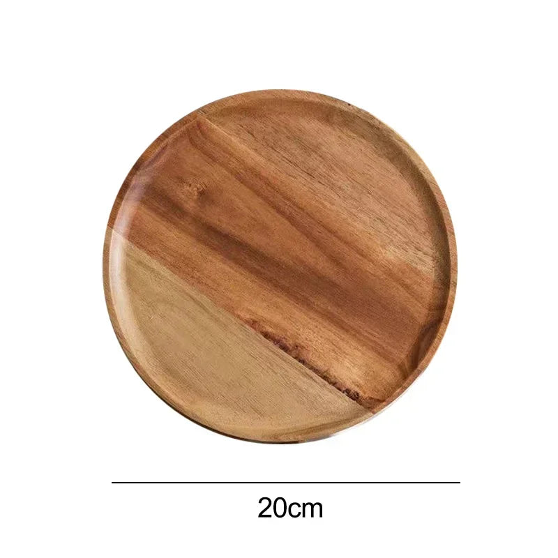 Bamboo Serving Platter, Round Wood Tray, Wooden Serving Tray, Fruit, Bread, Salad Plate, Charcuterie Serving Board