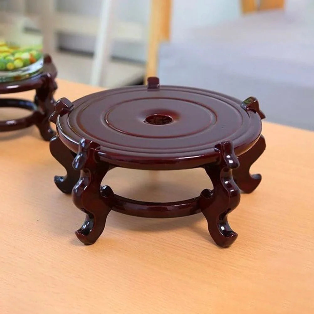 Flower Pot Base Footed Wood Base Potted Plants Vase Stand Bonsai Plant Bowl Display Stand Plant Pots Indoor Potted Display Shelf Succulent Planter Pot Plant Shelf Column Wooden