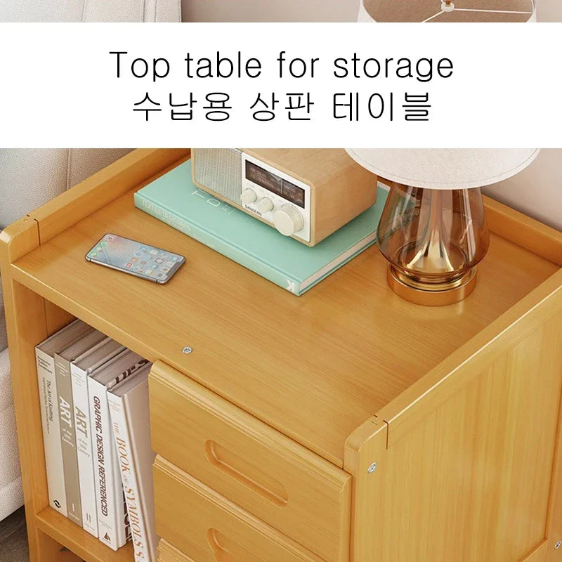 Rattan Nightstand, Boho Side Table with Drawer Open Shelf, Cane Accent Bedside End Table with Solid Wood Legs for Bedroom, Dorm and Small Spaces