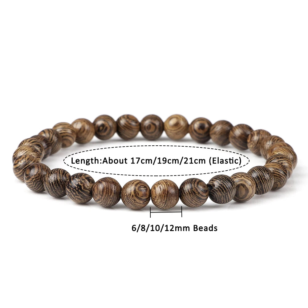Handmade Unisex 12 Beads Natural Bubinga Wood Prayer Beads Link Wrist Meditation Star Ring Circumstellar Decompression Bracelet Rosary Mala Necklace Chain for Men Women