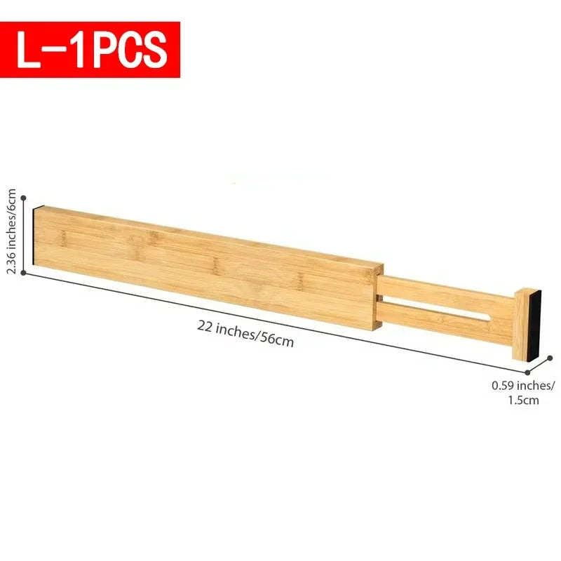 Kitchen Drawer Dividers, Adjustable Bamboo Drawer Organizer (17-22"), Expandable Utensil Organizer for Kitchen Storage, Closet, Dresser (4 Pack)