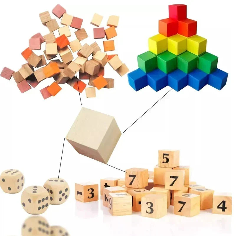 50/100pcs 20/25/30mm Solid Smooth Unfinished Wood Cubes, Blank Wooden Blocks for DIY Crafts, Creating Unique Puzzle Making Piece