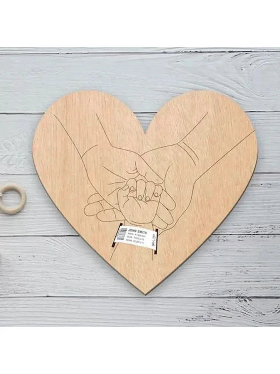 Newborn Baby Announcement Sign, Wooden Engraved Baby Birth Hospital Bracelet Holder Hello World Newborn Announcement Board Welcome Baby Shower Decor