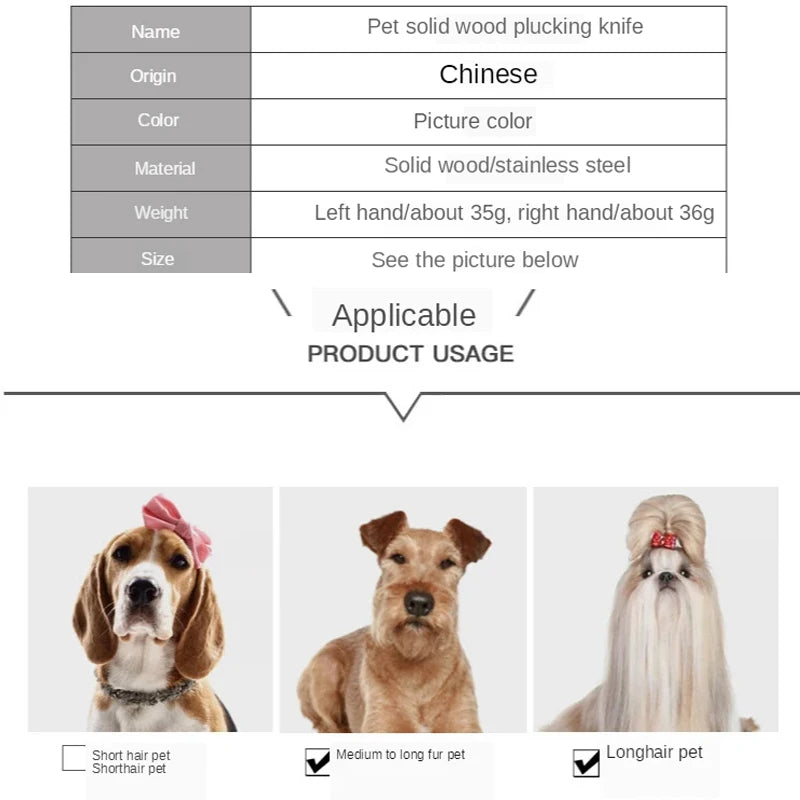 Dog Cat Pet Grooming Brush Metal Comb for Loosening up Removing Mats Debris Tangles and Knots Wooden Handle Stainless Steel Tooth Perfect for Honghair Pets