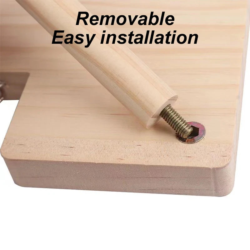 Hamster Wooden Platform with Legs Small Animal Climbing Ladder Standing Rat Guinea Perch Chew Toy Cage Accessories