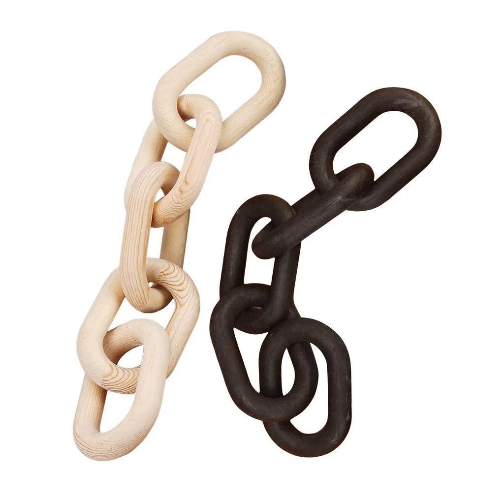 Wood Chain Link Decor- Brown with Subtle Red Undertone Decorative Chain Links for Coffee Table, Book Shelves, & Racks - Modern Rustic Home Decor Gift Ideas for Housewarming & Wedding