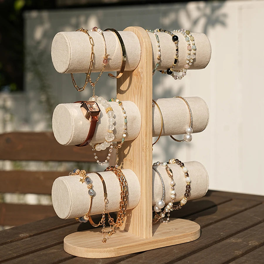 Two-layer/three-layer detachable bamboo bracelet rack home jewelry storage rack