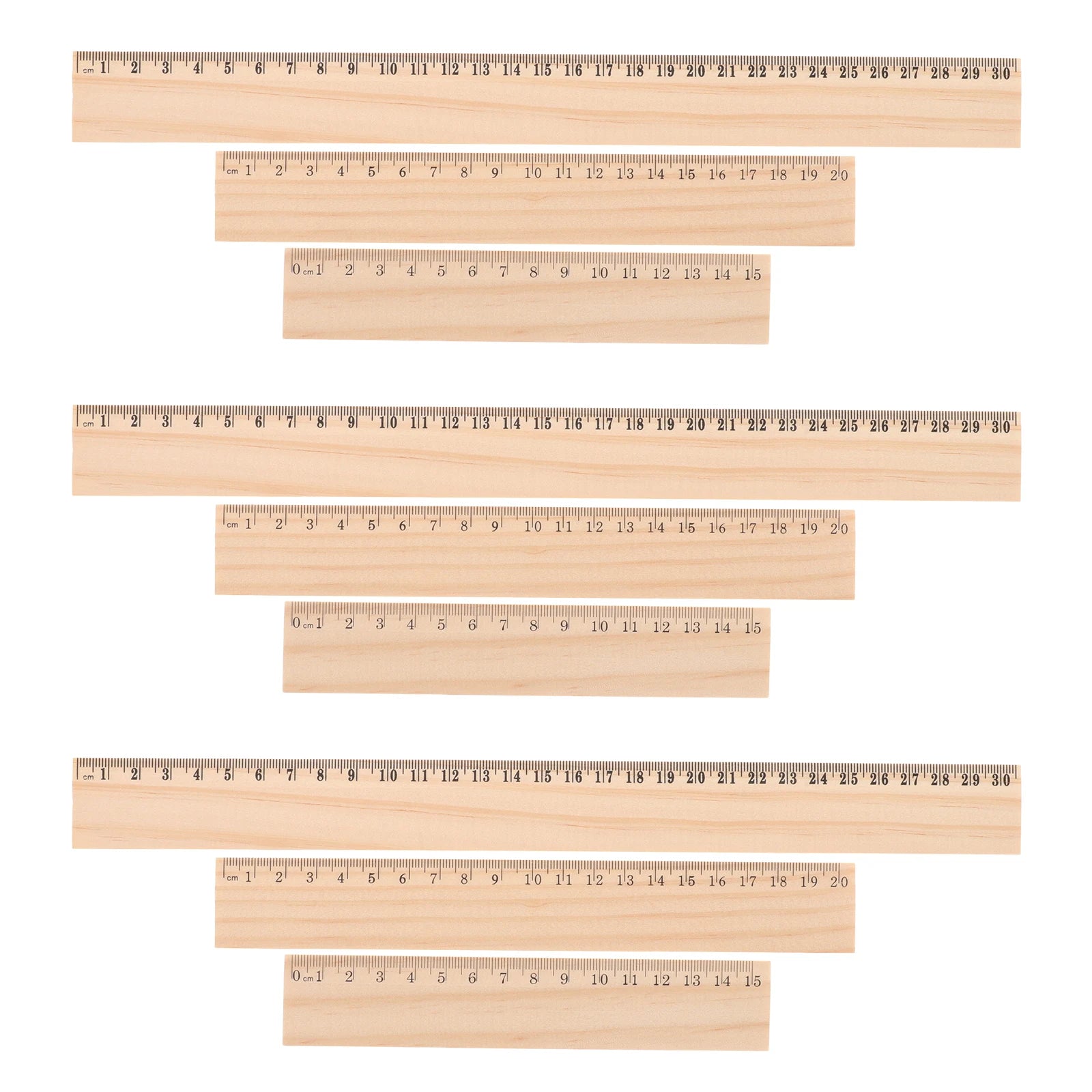 9Pcs Wooden Ruler Measuring Drafting Tools with Centimeters & Inches for School Classroom, Home and Office