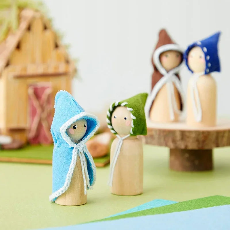 10pcs Wooden Peg Dolls, Unfinished Wooden Male People Shape Nature Plain Wood Body Dolls for Art Craft Projects DIY, Men Pattern