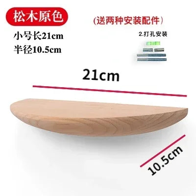 Semicircle Wooden Wall Shelf Background Wall Hanging Projector Display Stand Suspension Home Decoration Storage Organization