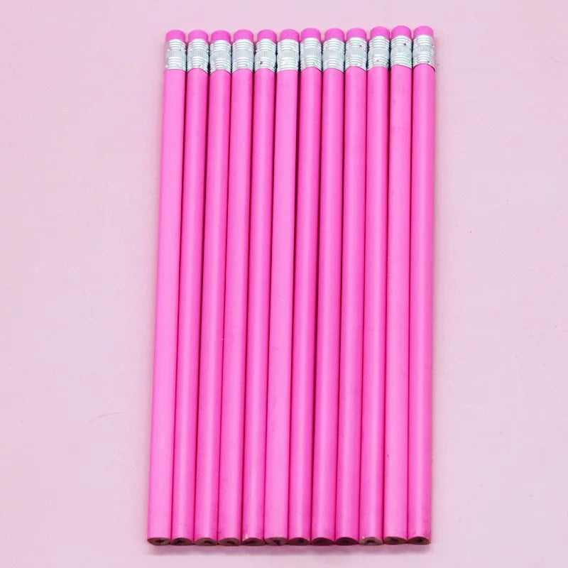 20/50/100 Personalized Colored Wooden Pencils Customized School Decor Pen With Eraser Wedding Gift Favors Baby Shower Party 19CM