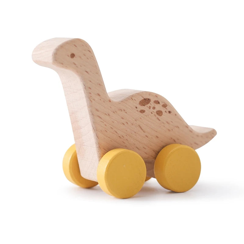 Wooden Dinosaur Cars Montessori Toys for Babies Baby Push Car Toys Wooden Toy Vehicles Development and Infant Grasping Montessori Toys