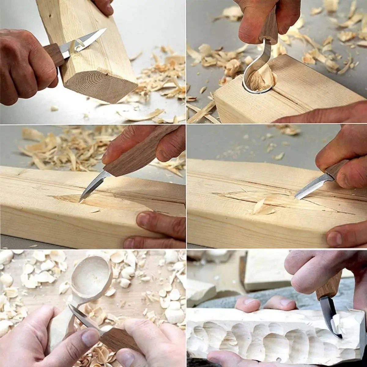 Wood Carving Knife Set - 8 PCS Hand Carving Tool Set for DIY Sculpture Carpenter Experts & Beginners