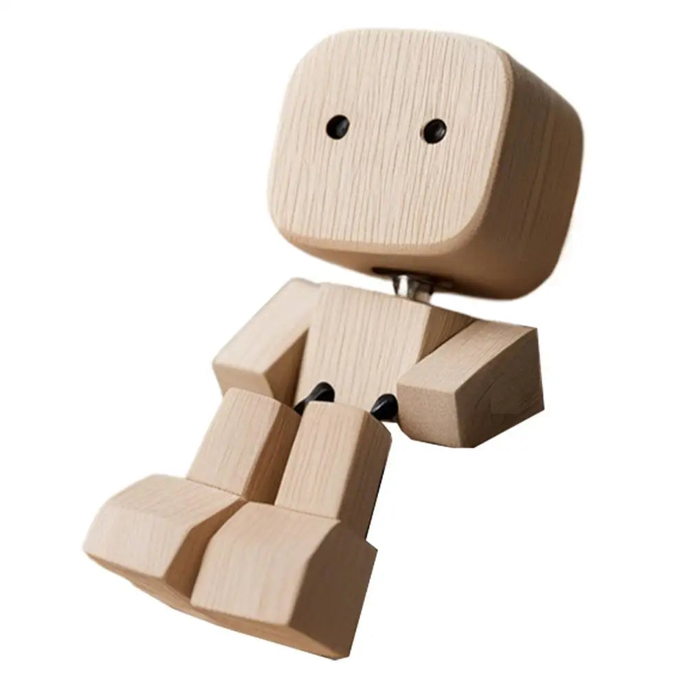 Shaking Wooden Man Figurine, Handmade Shaking Feet Wooden Doll, Car Ornaments,Funny Wood Desktop Decor, Creative Gifts Commutes with Multiple Magnetic Decorations, Car Dashboard Decorations