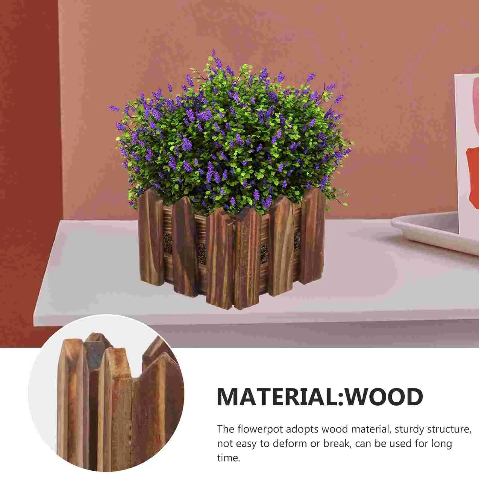 3 Pcs Pots for Plants Wooden Bucket Flowerpot Window Planter Indoor Succulents Carbonized Mini Windowsill