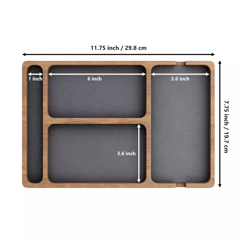 wooden Office Desktop Storage Box Solid Wood Partition Storage Box Mobile Phone Headphone Debris Storage Box Wooden Storage Tray