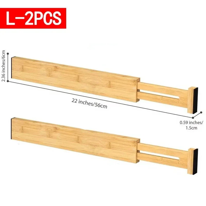 Kitchen Drawer Dividers, Adjustable Bamboo Drawer Organizer (17-22"), Expandable Utensil Organizer for Kitchen Storage, Closet, Dresser (4 Pack)
