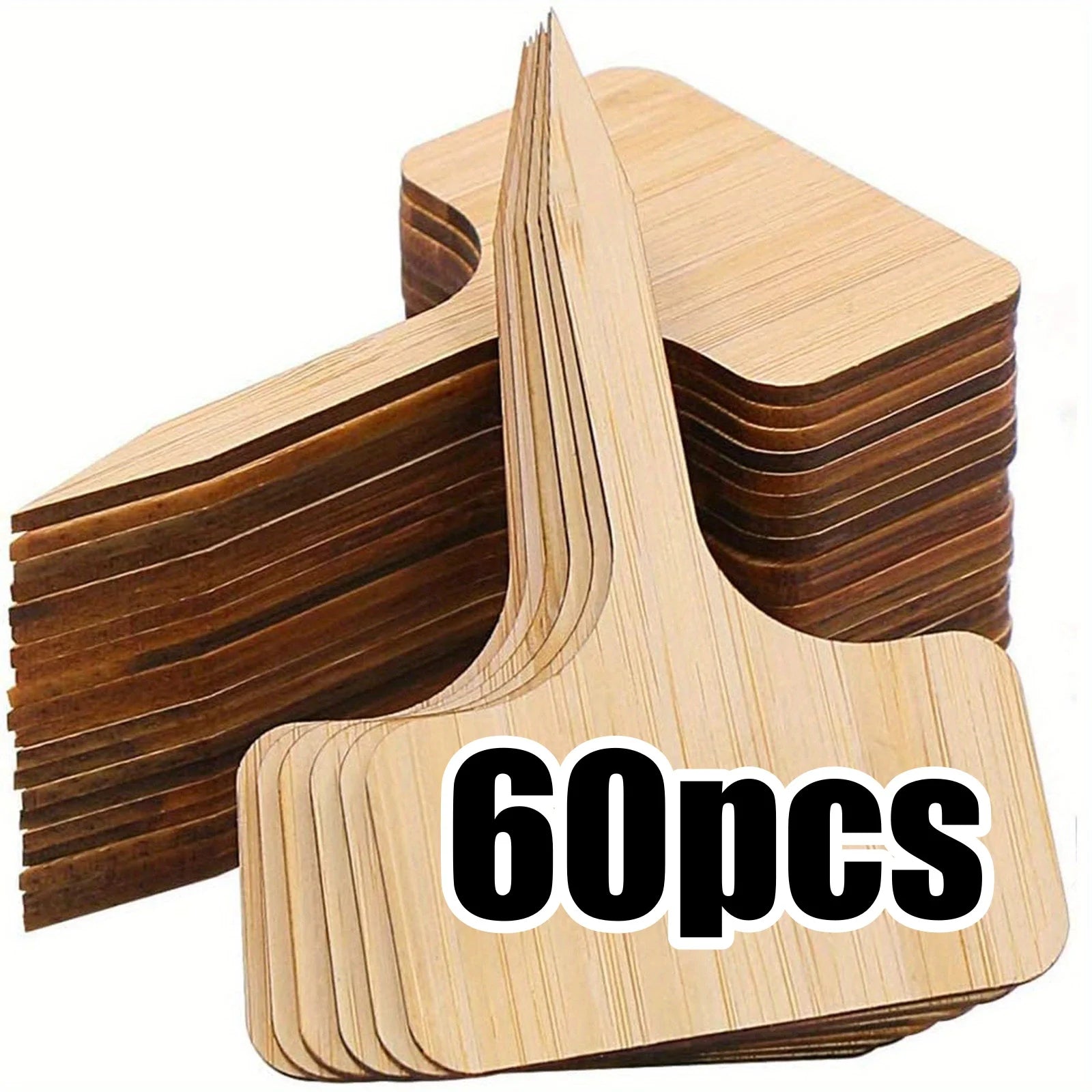 Wooden Plant Labels, Eco-Friendly T-Type Bamboo Plant Labels Tags Garden Plant Markers for Seed Potted Herbs Flowers Vegetables