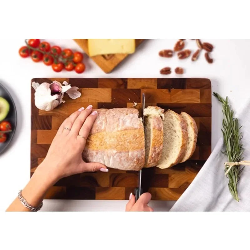 Acacia Wood Cutting Boards for Kitchen, Large Chopping Board Double Sided, End Grain Cutting Board with Handle, Charcuterie Butcher Block for Meal Prep