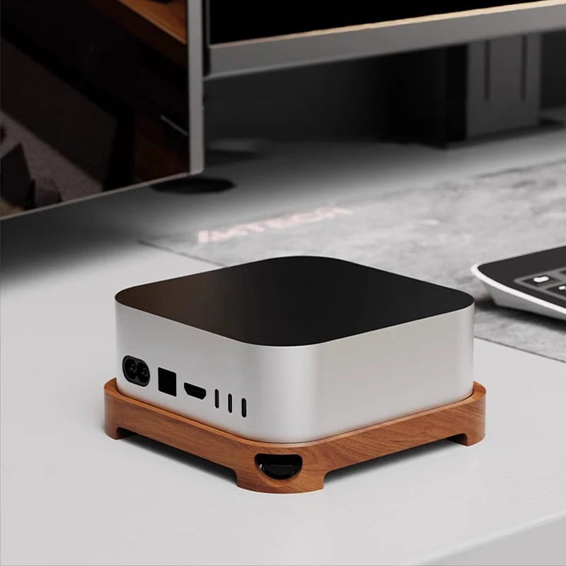 2024 Wooden Mac Mini M4/M4 Pro Stand-Ventilated Cooling Base with Lock Buckle and Anti-Slip Design for Apple Mac Mini,Sleek and Stylish Desktop Accessory