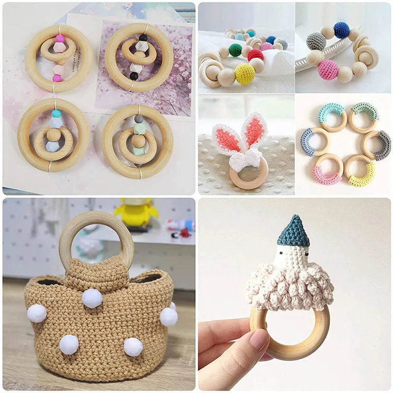 20pcs Wooden Rings for Crafts, Natural Wooden Rings for Macrame, Unfinished Wood Rings Circles, Macrame Rings Wooden Hoops for DIY Craft Pendant Connectors Jewelry Making  Macrame Craft Decorative Wooden Hoop