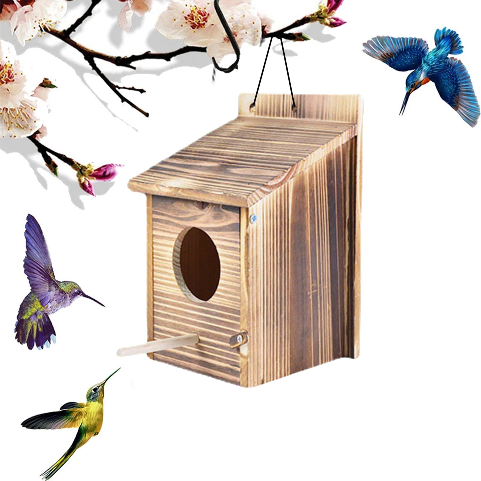 Bird Houses for Outside Clearance,Humming Bird Houses for Outdoor,Wood Cedar Blue Bird Box House,Swallow Wren Cedar Finch House,DIY