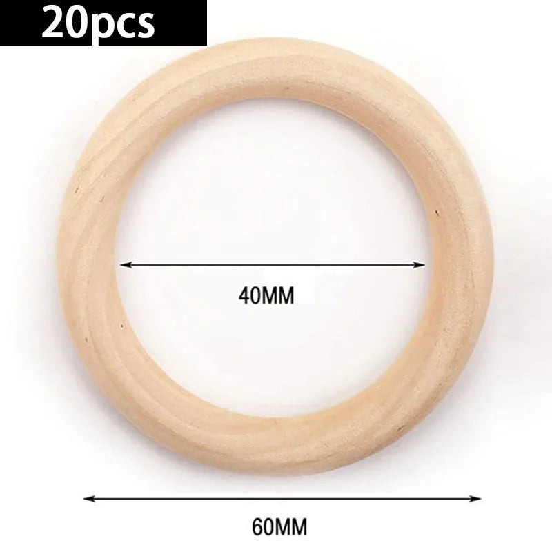 20pcs Wooden Rings for Crafts, Natural Wooden Rings for Macrame, Unfinished Wood Rings Circles, Macrame Rings Wooden Hoops for DIY Craft Pendant Connectors Jewelry Making  Macrame Craft Decorative Wooden Hoop