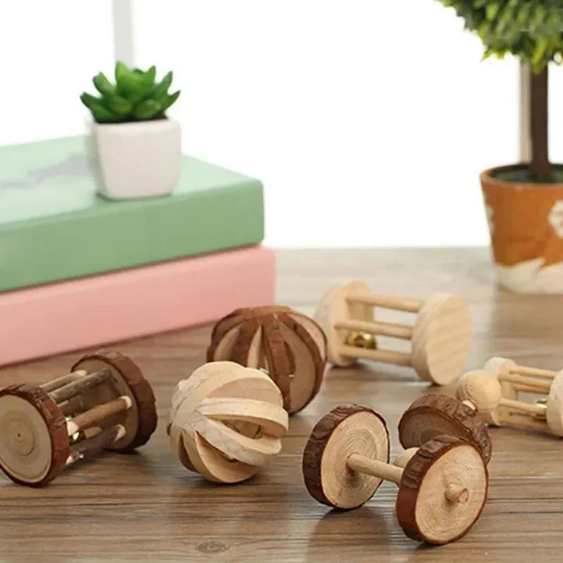 Hamster Toys Rat Toys Chinchilla Toys Hamster Chew Toys Cage Accessories Apple Wood Sticks Ladder Bell Roller for Gerbil Guinea Pigs and Other Small Animal