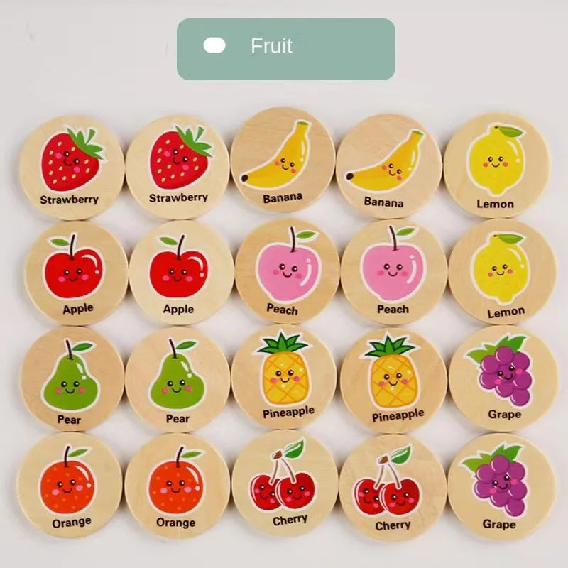 Wooden Memory Matching Game,Matching Animal Wood Chips Educational Matching Game for Toddlers Preschool 4 5 6 Years Old