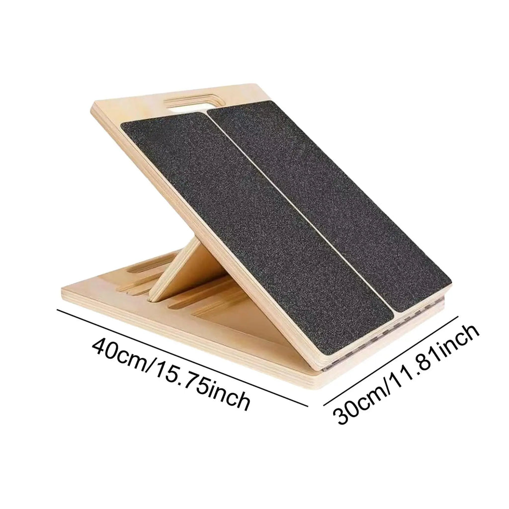 Slant Board for Calf Stretching, Adjustable Portable Wooden Incline Board for Calf Stretcher with Training Poster, 300 Lbs Weight Capacity Physical Therapy Equipment for Leg, Knees, Heel, Ankle