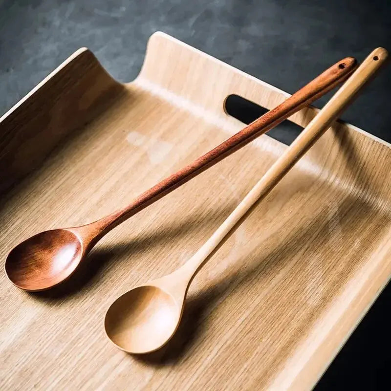 1PC 13 Inch Long Handle Wooden Cooking Spoons, Long Stirring Spoons Mixing Spoon Soup Mixing Kitchen Tools Wooden Utensils