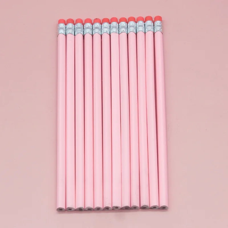 20/50/100 Personalized Colored Wooden Pencils Customized School Decor Pen With Eraser Wedding Gift Favors Baby Shower Party 19CM