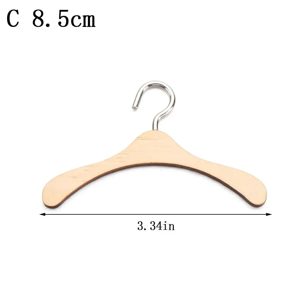 Doll Garment Rack with Wooden Clothes Hanger for 18 Inch Girl Doll Clothes Mini Hangers Wardrobe Furniture Accessories for Dollhouse Baby Shower Supplies (Wood)