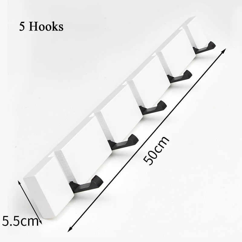 Wooden Wall Mounted Folding Rack, Modern Wall Floating Coat Hook Rack Space-Saving Coat Hanger for Coats, Hats, Scarves, Key