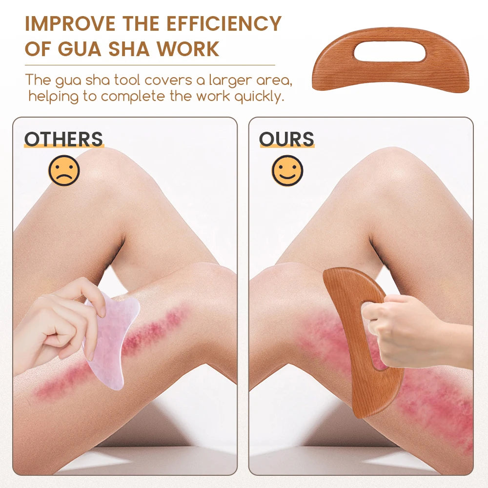 enttgo Body Gua Sha Tool Wooden Lymphatic Drainage Tool,Guasha Massage Tools for Anti Cellulite and Relieve Muscle Fatigue,Wood Therapy Massage Tools for Neck Back Face Leg Facial