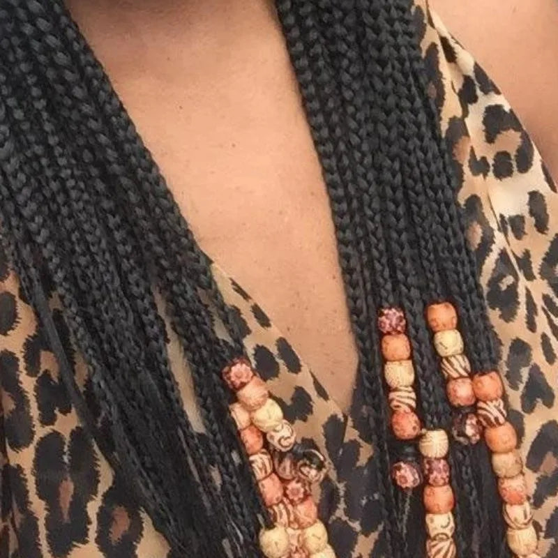 Wood Hair Beads for Braids and Dreadlocks, 12mm Painted Natural Wooden Beads for Loc Dreadlock Hair Accessories for Women