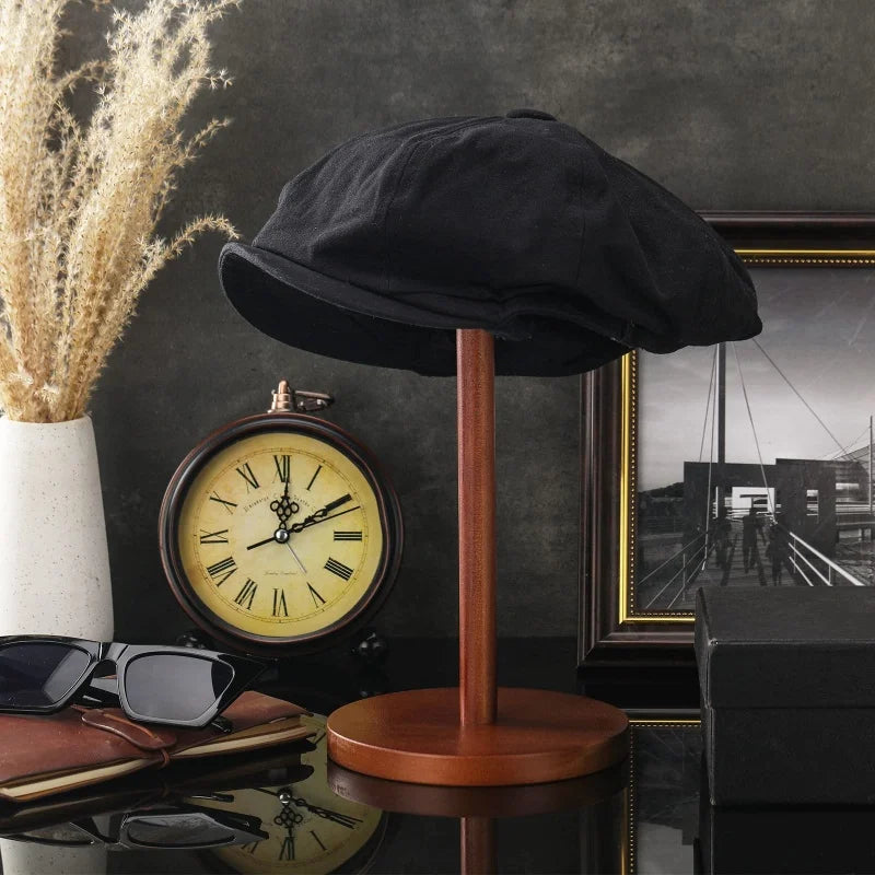 Hat Display Stand Rustic Wood Hat Rack Holder Stand Vintage Wig Holder Jewelry Display Riser Helmet Organizer Storage for Home